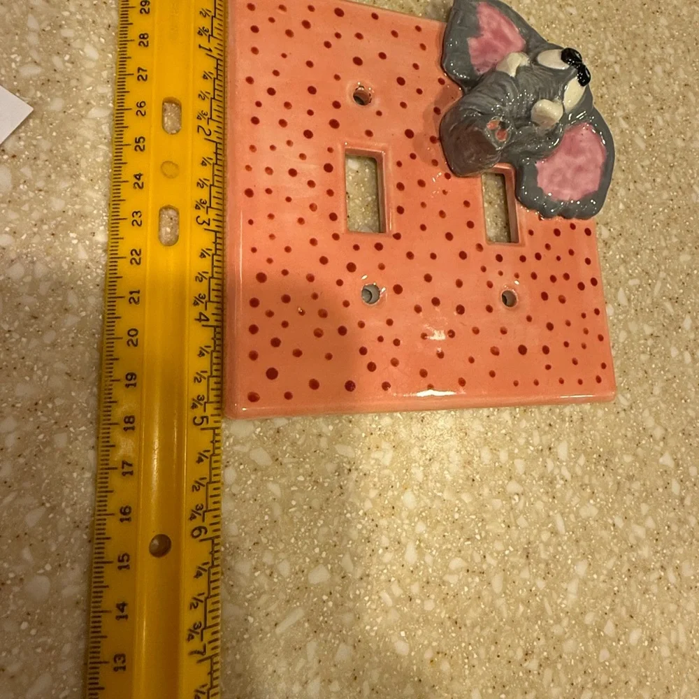 Elephant Ceramic Light Switch Cover - Pink and Gray Dual Double Switch